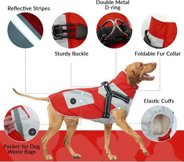 Зимовий одяг для собак, теплий зимовий одяг для маленьких собак, водонепроникний одяг для собак, одяг для собак чихуахуа (червоний, XS) XS (обхват шиї - 26 см, обхват грудей - 35 см) Червоний