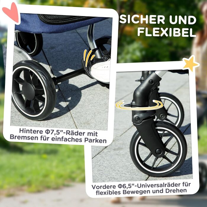 Візок для собак та котів PawHut легкий, складною конструкцією, з алюмінію, з подушкою, сіткою, дверима та кошиком для зберігання (Блакитний)