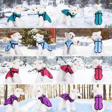 Водонепроникний зимовий одяг для собак Poseca з інтегрованим нашийником, теплий, для маленьких, середніх та великих собак, блакитний