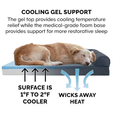 Гарне літнє собаче ліжко Furhaven з гелевим шаром, стиль софи, знімний чохол, колір фіалковий, розмір L (91 x 69 x 17 см)