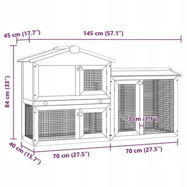 Будник для кроликів 145x45x84 см, зелений