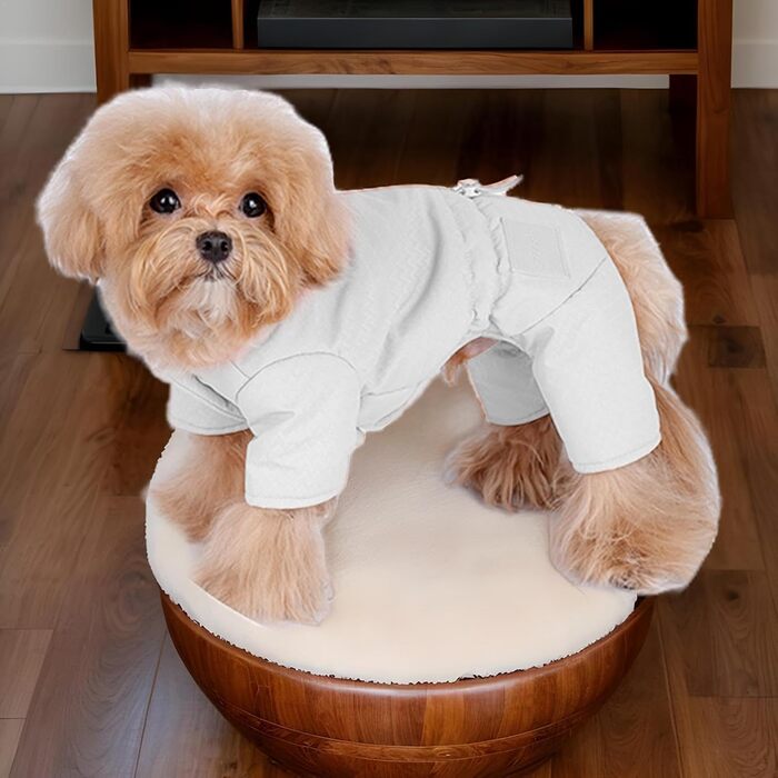 Зимова куртка для собак, тепла флісова куртка для маленьких собак, тепла зимова одіяння для тварин (білий, S)