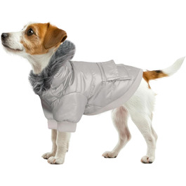 Водонепроникний зимовий одяг для собак Namsan Pet - теплий пуховик з капюшоном, сірий, розмір S (Bust: 9.8-11.8'')