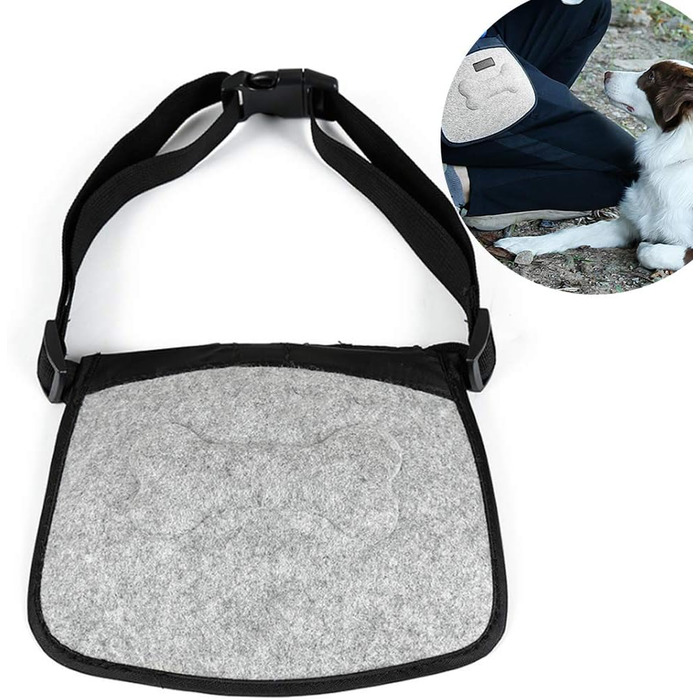 Сумка для корму для собак, навчальна сумка, кишеня для ласощів з дозатором відходів, магнітна застібка, регульований плечовий ремінь для дресирування собак, кишеня для ласощів також для коней (Сірий)