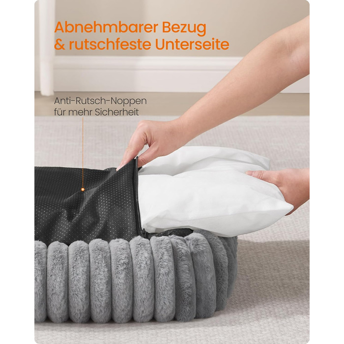 Feandrea Ортопедичне ліжко для собак, велике, з м'яким покриттям, 91 x 68 x 18 см, сірий (M 71x55x18 см)