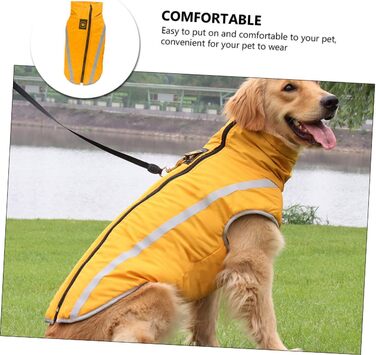 Жовтий водонепроникний дощовик для собак з флісовою підкладкою та світловідбиваючими смугами, 55x68 см