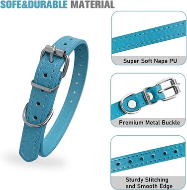 Нашийники для цуценят Periflowin, 14 шт. - м'які шкіряні нашийники для собак та котів, регульовані, для маленьких порід