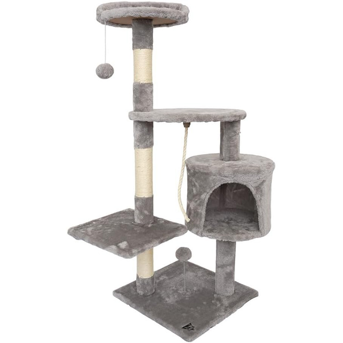 Кігтеточка для котів SPOCADO Атлетік - 112 x 40 x 40 см - сірий колір. Зона відпочинку, печеринка, платформа, кігтешліфування.