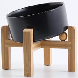 Керамічна годівниця для собак та котів Petygooing, нахилена, протиковзна, з підставкою, чорна, 3.6 літри