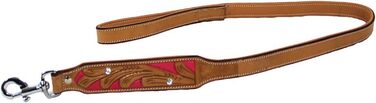 Нашийник для собак Pinklady Leder: шкіряний нашийник для собак, бежевий, карамельний, коричневий, рожевий, з перфорацією та стразами (150x2,5 см)