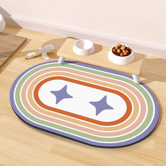 Підстилка для миски для собак та котів METEOROCK, 71x43 см, вбираюча, легко миється, фіолетовий зірка