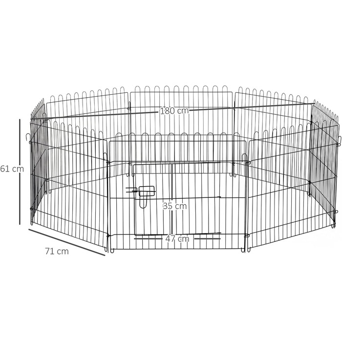 Забіг для цуценят PawHut, металевий, Ø120 x 60 см, чорний, M