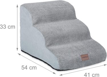 Сходинки для собак та котів Relaxdays, 3 сходинки, сірі, 33 x 41 x 54 см