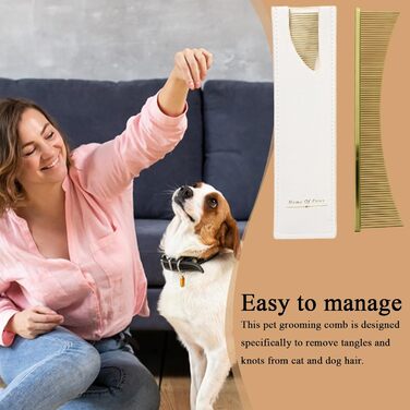 Щітка для котів Flohkamm, догляд за шерстю - аксесуари для домашніх тварин. Підходить для літніх собак, довгошерстих порід, щоденне використання під час сезонної линьки. Колір: золотий