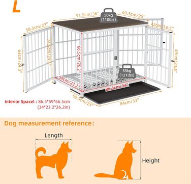Клітка для собак BingoPaw XXL: сучасний шафка-будка для великих собак 120x77x81.5 см з приставним столиком та висувним піддоном