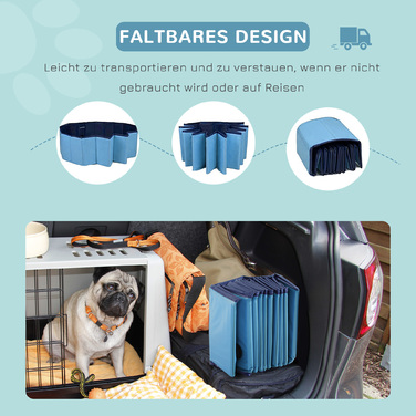 PawHut Dog Pool Великий басейн для собак Дитячий басейн ПВХ Wood Blue Ø140xH30 см ідеально підходить для літа