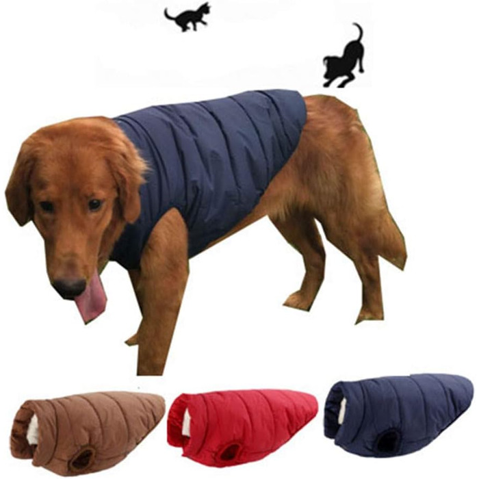 MISSMAO Теплий зимовий одяг для собак - флісова куртка з підкладкою, світловідбиваюча, для легкості одягання та зняття (S, Marine)