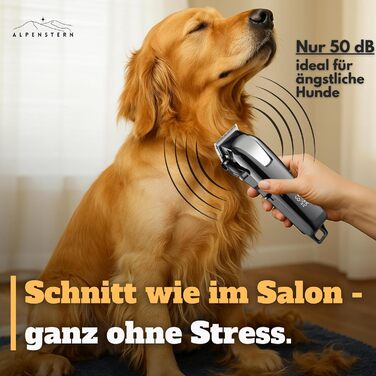 Машинка для стрижки собак Alpenstern® - професійна тиха машинка для собак, котів та коней з щільною шерстю. Тример для собак, машинка для стрижки шерсті, вистригувач. 3 години роботи від акумулятора