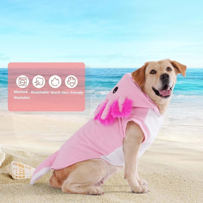 Костюм для собак Axolotl від FLAdorepet, карнавальний костюм рибки-саламандри, одяг для собак середніх та великих порід, зимовий костюм, капюшонний халат, піжама, кумедний одяг для догів, лабрадорів, бульдогів, розмір 6XL (Обхват грудей 84 см, Вага 23-27 