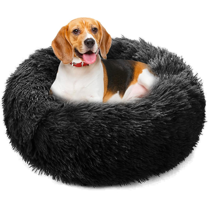 М'яке ліжко для собак та котів PETCUTE, кругле, чорне, розмір M, миється
