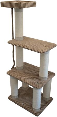 Котячий кігтеточка Bontoy Cleo, світло-коричневий, 60x44x150 см, стовпи з сизалю 12 см, стійке дерево для котів