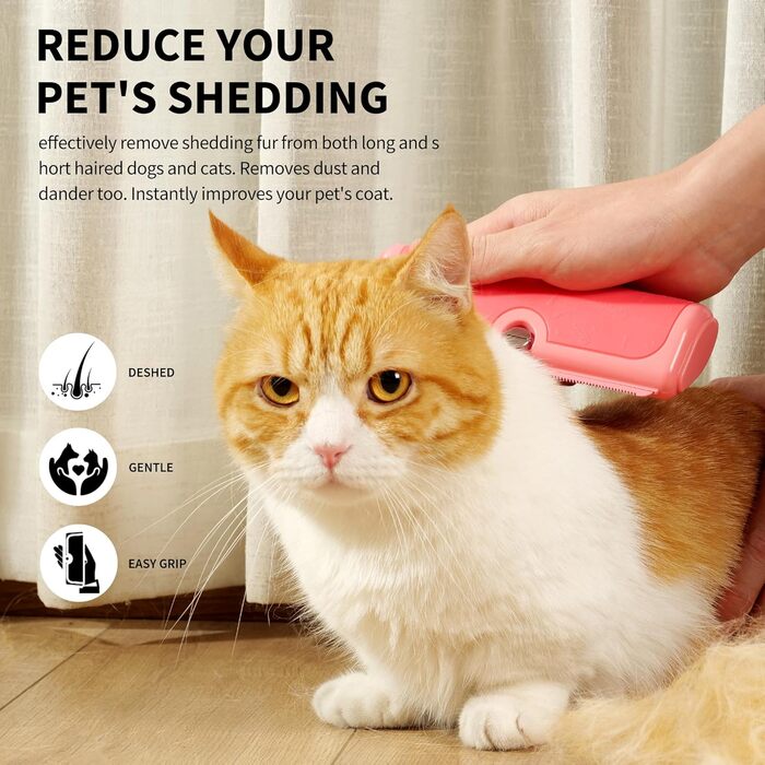 Щітка для собак та котів - двоколірна синьо-жовта, видаляє відмерле волосся та підшерсток, для собак та котів