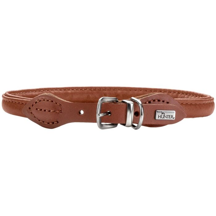Шкіряний нашийник для собак HUNTER Round & Soft Canadian UP, колір коньячний, 55 см