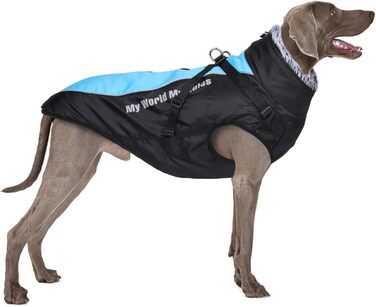 Зимовий теплий одяг для собак FeimaX: водонепроникна куртка з плюшем, світловідбиваючий жилет для маленьких, середніх та великих собак XL (Обхват грудей: 57 см, Довжина спини: 42 см), Колір: Синій