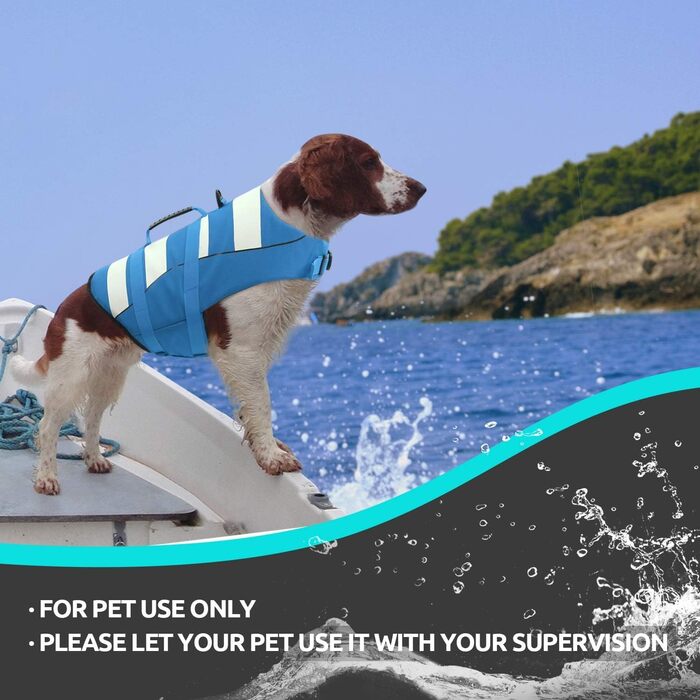 Спасальний жилет для собак, блакитний, розмір S, для джек-рассел, чихуахуа, французький бульдог, лабрадор - ASENKU