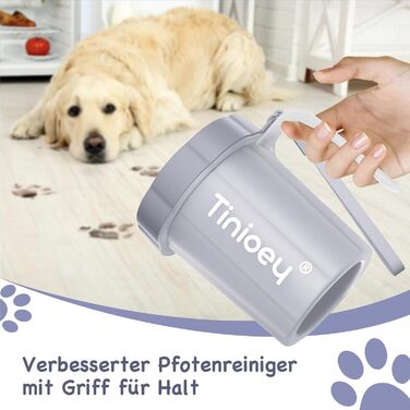 Очисник лап для собак великих порід Tinioey з ручкою | В комплекті 4 рушники та щітка для миття лап | Очисник лап для собак, аксесуари для собак великих порід, середній розмір (сірий)