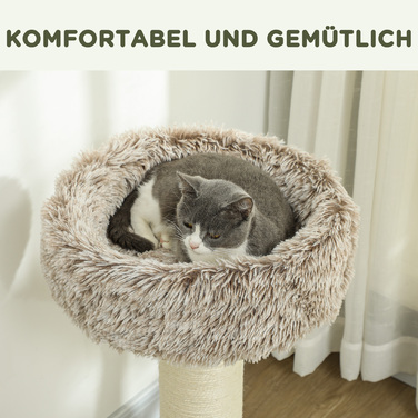 PawHut Котяче дерево висотою 87 см Котяче дерево з ліжком, товстий стовбур, Кігтеточка для кішки з сизалевими кігтеточками, для кішок до 6 кг, Indoor, Brown | Аосом