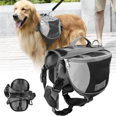 Рюкзак для собак великих порід з бічними кишенями, регульований, для подорожей, кемпінгу, міста та авто