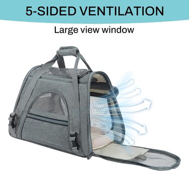 Транспортна сумка для котів та дрібних собак YooxArmor, 45 x 25 x 34 см, до 9 кг, сіра