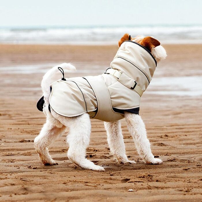 Тепла зимова жилетка для собак Wintermante, флісова комірця, для активного відпочинку, з кріпленням для шлейки, пуховик (Бежевий, 2XL)
