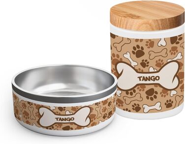 Керамічна годівниця для корму для собак та котів з іменем - PICANOVA, дизайн Paws&bones