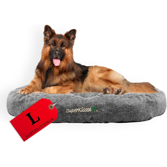 Лежанка для собак середніх порід SuperKissen24 - водонепроникна лежанка для котів - лежанка для собак з антикіготного матеріалу - антиалергенна та протиковзна - 60 x 14 см, сірий колір (L)
