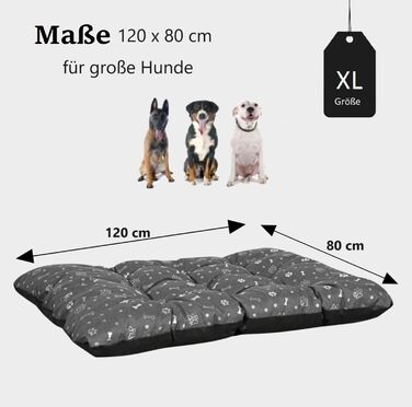 Кінг Дог: Водонепроникне ліжко для собак XL 120x80 см. Зручне, миється, з оксфордської тканини. Підходить для дому та вулиці. Графітовий колір.
