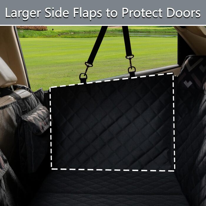 Захист для заднього сидіння авто для собак з жорстким дном, водонепроникний, для стандартних авто та SUV (Чорний)