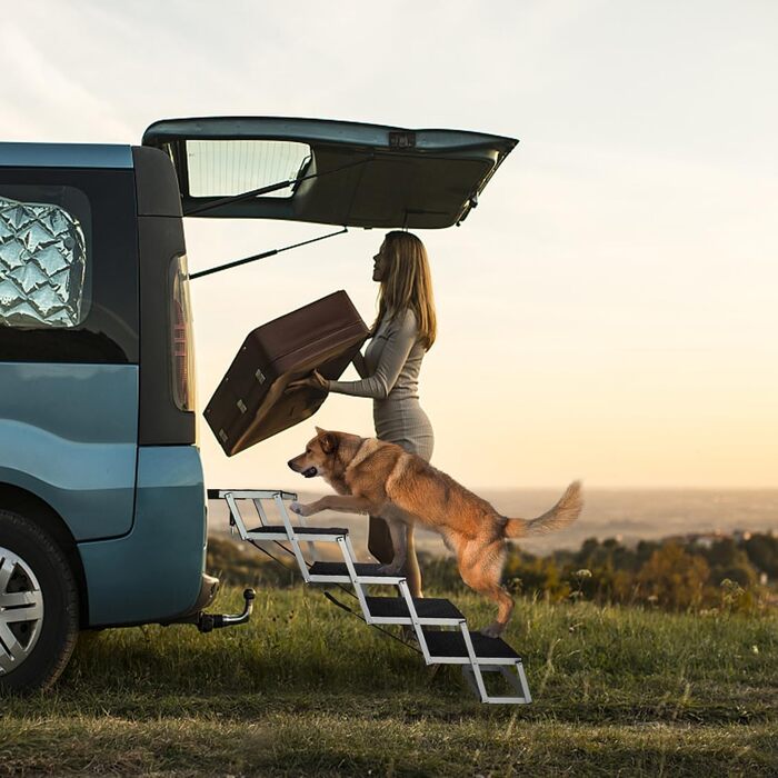 Сходинки для собак у машину, складані, з алюмінію, 5 сходинок, для великих собак, SUV, LKW