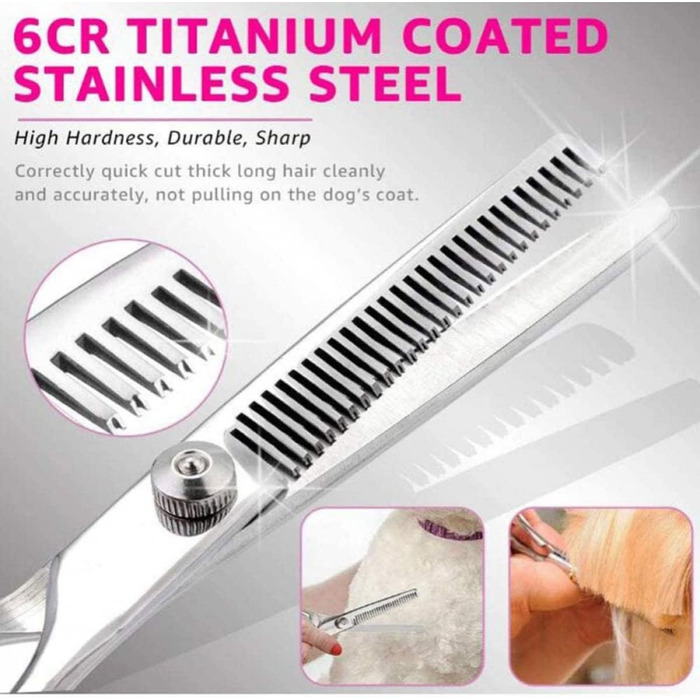 Набір професійних ножиць для грумінгу собак та котів, нержавіюча сталь 6CR, для вирівнювання та стрижки