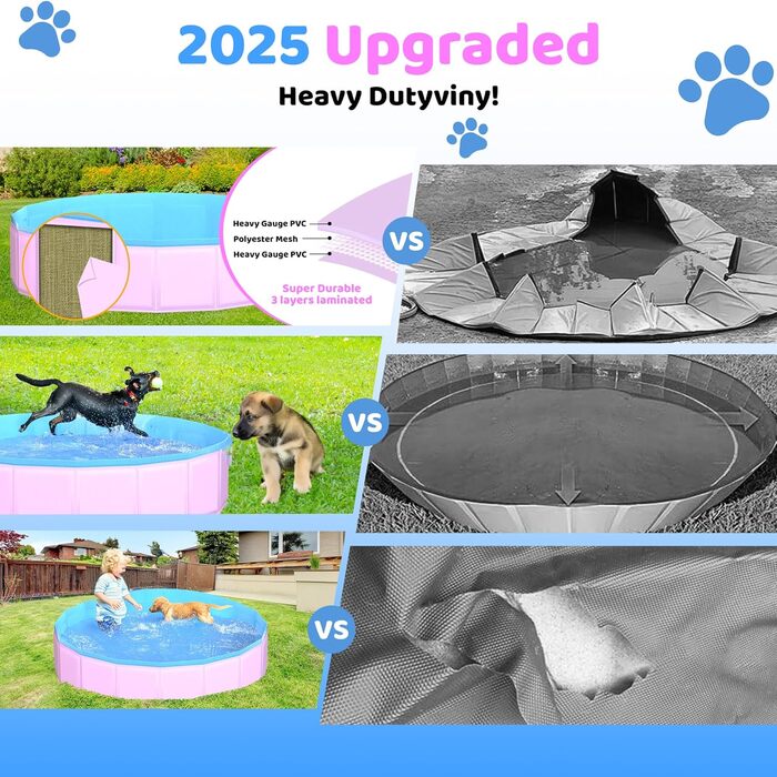 Зручний надувний басейн для собак та дітей, 220 x 30.5 см, рожевий, для дому та саду