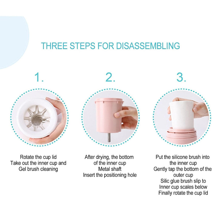 Автоматична чаша для миття лап домашніх тварин | Переносний очищувач лап для собак та котів | Рожевий |