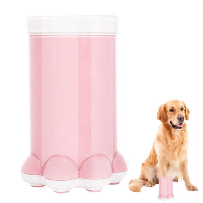 Набір для миття лап домашнім тваринам PJDDP: чаша з силіконовою щіткою для собак, котів. Очищувач лап для собак середніх порід, цуценят. Рожевий
