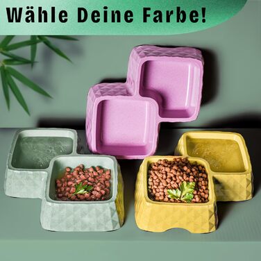 Подвійний миска для котів та маленьких собак ne&no® з бамбука, неслизька, до 400г корму та 350мл води, м'ятного кольору