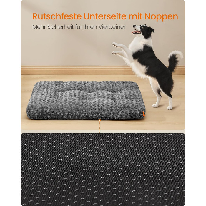 Ліжко для собак Feandrea XL, м'яке килим-матрас для великих собак, 110 x 73 см, сірий, PGW293GN01