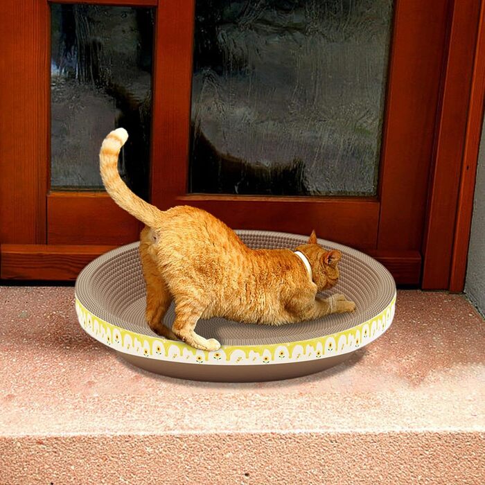 Круглі килимки-подряпки для котів, лежанка-миска, іграшка-подряпка з картону, килимок для кошенят, маленьких та середніх котів