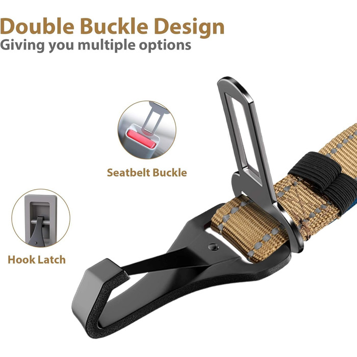 Автомобільний поводок для собак IOKHEIRA, регульований, з універсальним з'єднувачем та фіксатором (оливковий)