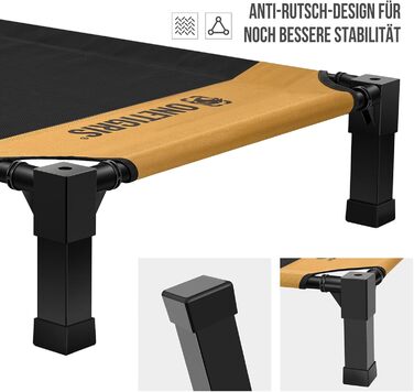 OneTigris лежанка для собак, піднята лежанка 130x91 см, висота 23 см, проста збірка, дихаюча, довговічна, легко миється, підходить для дому, двору, вулиці - коричнева L