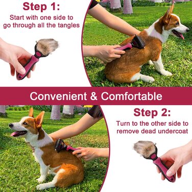 Щітка для вичісування шерсті домашніх тварин (собак та котів) проти ковтунів, рожева