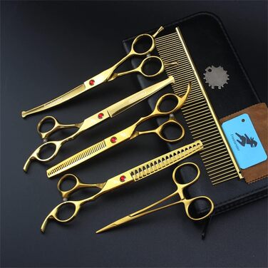 Професійна ножиця для грумінгу собак з безпечними закругленими кінцями, набір для догляду за домашніми тваринами, для тіла, лап та обличчя, підходить для собак та котів з довгою та короткою шерстю